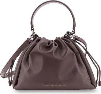 Brunello Cucinelli Bolso saco peque&ntilde;o Mellow de piel - Bags - Mujer - Marr&oacute;n - ONE SIZE