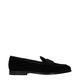 Dolce & Gabbana Black Velvet Slip-On Mens Loafers