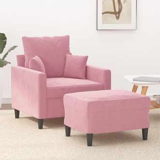 vidaXL Poltrona con Poggiapiedi Rosa 60 cm Velluto - Vidaxl