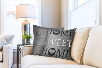 TJ Hughes Home Sweet Home Jacquard Cushion Cover in Silver - TJ Hughes