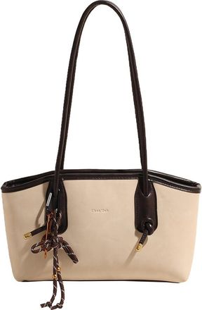 Generic Leather Shoulder Bag for Women with Pendant Shoulder Tote Handbag Trendy Purse Bag Stylish Tote Bag for Work Travel