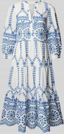 Apricot Tunikakleid mit Volantsaum und Lochstickerei in Hellblau, Gr&ouml;&szlig;e XS