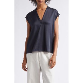 Vince V-Neck Cap Sleeve Top in Ink at Nordstrom, Size Xx-Small