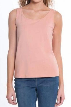 Multiples Double Scoopneck Tank Top In Salmon