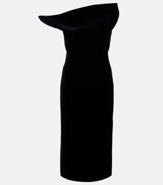 Khaite Sato off-shoulder velvet midi dress
