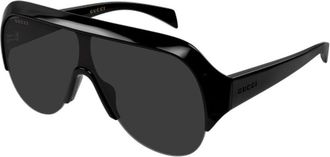 Gucci GG2023S Geometric-Frame Logo-Embossed Sunglasses - Black