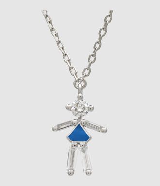 Little Ones Paris Collier Pendentif Fille Argent Big Blue 45cm