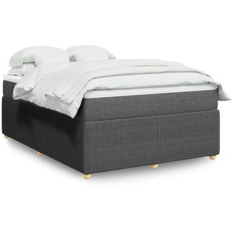 vidaXL Cama Box Spring Con Colch&oacute;n Tela Gris Oscuro 140x200 Cm Vidaxl