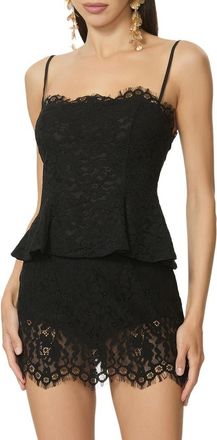 AFRM Ari Peplum Lace Camisole in Noir at Nordstrom, Size X-Large