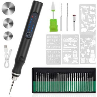 OEM L&aacute;piz De Grabado El&eacute;ctrico De 37 Bits, M&aacute;quina De Grabado Inal&aacute;mbrica Recargable Por Usb, Adecuada Para Grabar Joyas, Vidrio Y Piedra, Color Negro