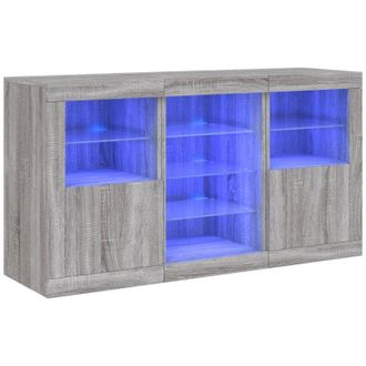 vidaXL Vidaxl - Aparador Con Luces Led Gris Sonoma 123x37x67 Cm