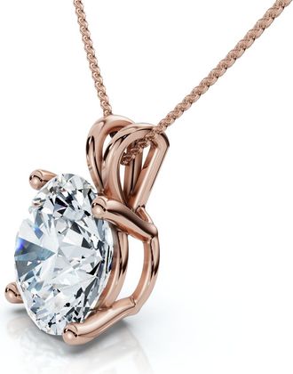 Pompeii3 Certified 3Ct Solitaire Round Diamond Pendant 14k Gold Necklace Lab Grown 18