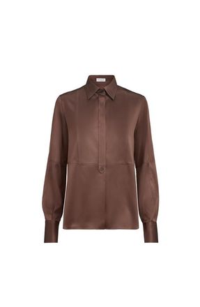 Brunello Cucinelli Satin shirt in Cocoa at Nordstrom, Size Xx-Large Eu
