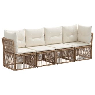 vidaXL Conjunto De Sof&aacute;s De Jard&iacute;n 4 Pcs Beige Rat&aacute;n Sint&eacute;tico Vidaxl