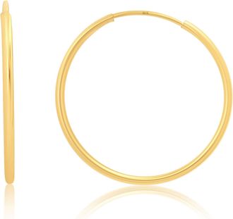 MAX + STONE 10k Yellow Gold 1mm Tube Flex Continuous Hoop Earrings 10MM-25MM