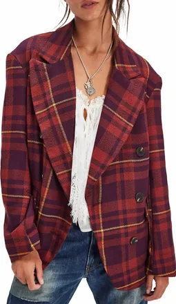 Free People Dean Double Breasted Blazer In Black