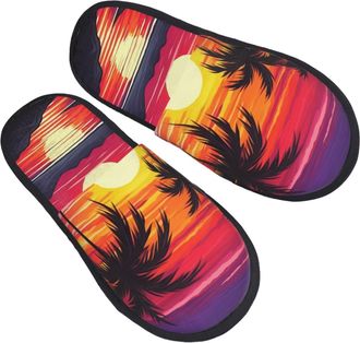 Generic Shoes Palm Tree Sunset Design Anti-Skid Slippers Reusable Sliders For Big Kid Indoor Adult L