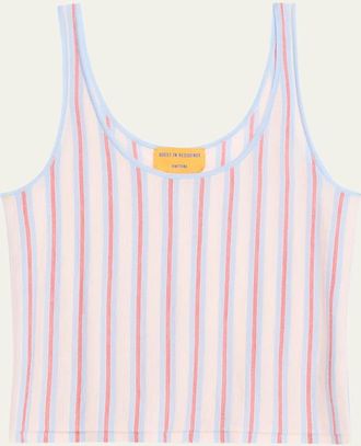 Guest In Residence Fine Stripe Cashmere Tank Top