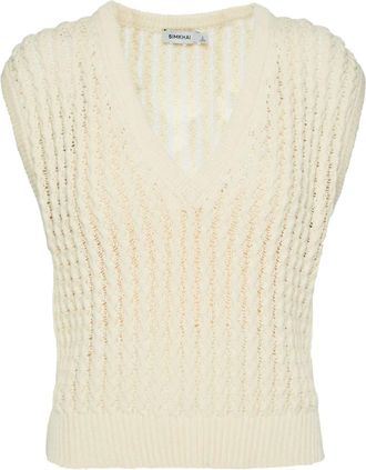 SIMKHAI Dillon Sleeveless V-Neck Vest In Ivory