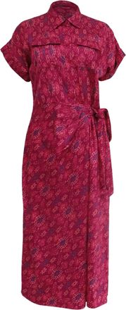 Ralph Lauren Lauren Ralph Lauren Geo Print Tie Waist Midi Dress in Pink Cotton