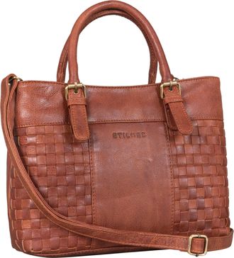 STILORD Daniela Fashionable Leather Handbag Ladies with Braided Look Vintage Cross Body Bag Women Shoulder Bag for Leisure Shopping Tote Bag Real Leather, Col