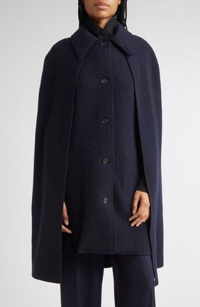 Toteme Wool Boucl&eacute; Cape Coat in Navy at Nordstrom, Size 10 Us