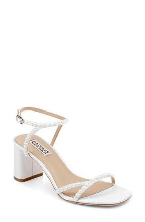 Badgley Mischka Giabella Ankle Strap Sandal in White Satin at Nordstrom Rack, Size 9.5