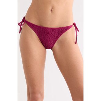 Roxy Open Stitch Side Tie Bikini Bottoms in Raspberry at Nordstrom Rack, Size X-Small