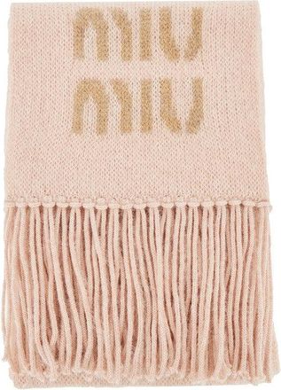 Miu Miu Mohair-blend scarf with jacquard logo Woman One Size