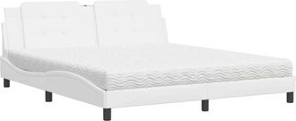 vidaXL Vidaxl - Cama Con Colch&oacute;n Cuero Sint&eacute;tico Blanco 180x200 Cm