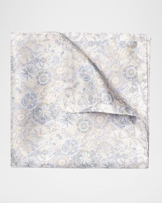 Eton Mens Floral Geometric Silk Pocket Square