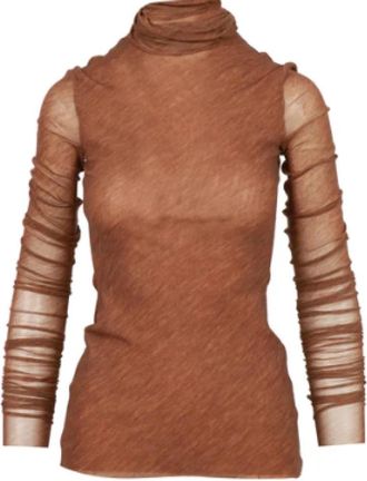 Philosophy di Lorenzo Serafini Geprinte stretch tule top - Dames - Blouses - Bruin - M - Tule - Overhemden