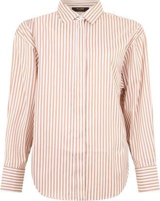 Moorer Elegant en Veelzijdige Gestreept Shirt - Dames - Overhemden - Beige - S - Katoen - Overhemden