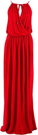 Just Cavalli Tie Neck Red Draped Maxi Dress Size XS