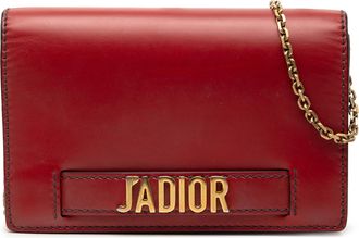 Dior Tweedehands J Adior Portemonnee Op Ketting van Kalfsleer
