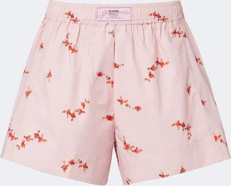 Ganni Floral cotton-blend poplin shorts