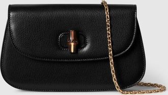 Gucci Bamboo Clutch, Black, Leather