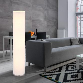 Globo Lighting Lampada Da Terra Sala Da Pranzo Moderna A Colonna Piantana 3 Fiamme Bianca Con Paralume In Tessuto, Metallo Nichel Bianco, 3x Prese E27, Dxh 19x110 Cm