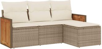 vidaXL Juego De Sof&aacute;s Jard&iacute;n Con Cojines 4 Pzas Rat&aacute;n Sint&eacute;tico Beige Vidaxl