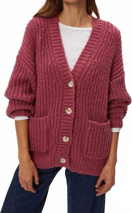Michael Stars Grandpa V-Neck Cardigan In Baby Plum