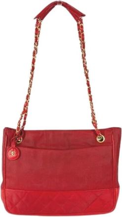 Chanel Pre-owned Vintage Schoudertas Tote Bag - Dames - Vintage Schoudertas - Rood - ONE Size - Leer - Vintage