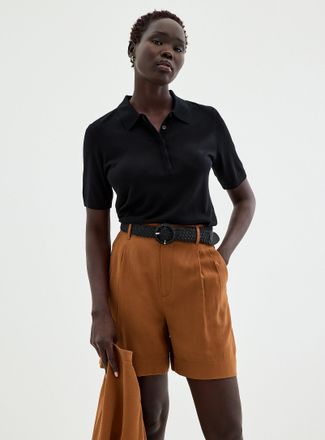 Contemporaine Womens Flowy pleated belted short Fit: Wide leg, high rise