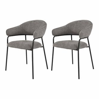 Mobili Rebecca Conjunto de 2 sillas de comedor grises y negras en tela