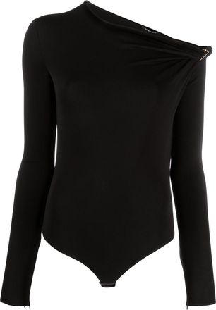 Versace off-shoulder long-sleeve bodysuit - women - Spandex/Elastane/Viscose - 38 - Black