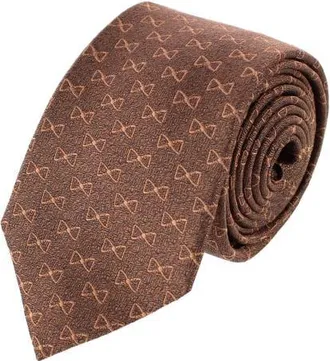 Trafalgar Store Signature Logo Silk Novelty Necktie in Brown at Nordstrom
