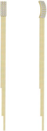 Rachel Glauber 14K Plated Cz Linear Earrings