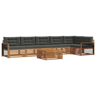 vidaXL Conjunto De Sof&aacute;s De Exterior 7 Pcs Natural Y Antracita Vidaxl