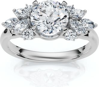 Pompeii3 Certified 1 1/4ct Feather Diamond Accent Ring 14k Gold or Platinum Lab Grown