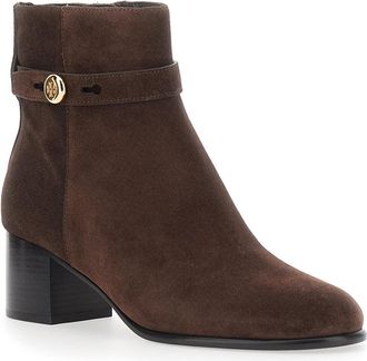 Tory Burch Womens Ankle Boots Romy Brown Suede Calf Leather