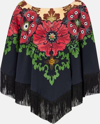 La DoubleJ Poncho con stampa e frange